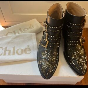 Chloé Susanna studded leather ankle boots black size 37.5